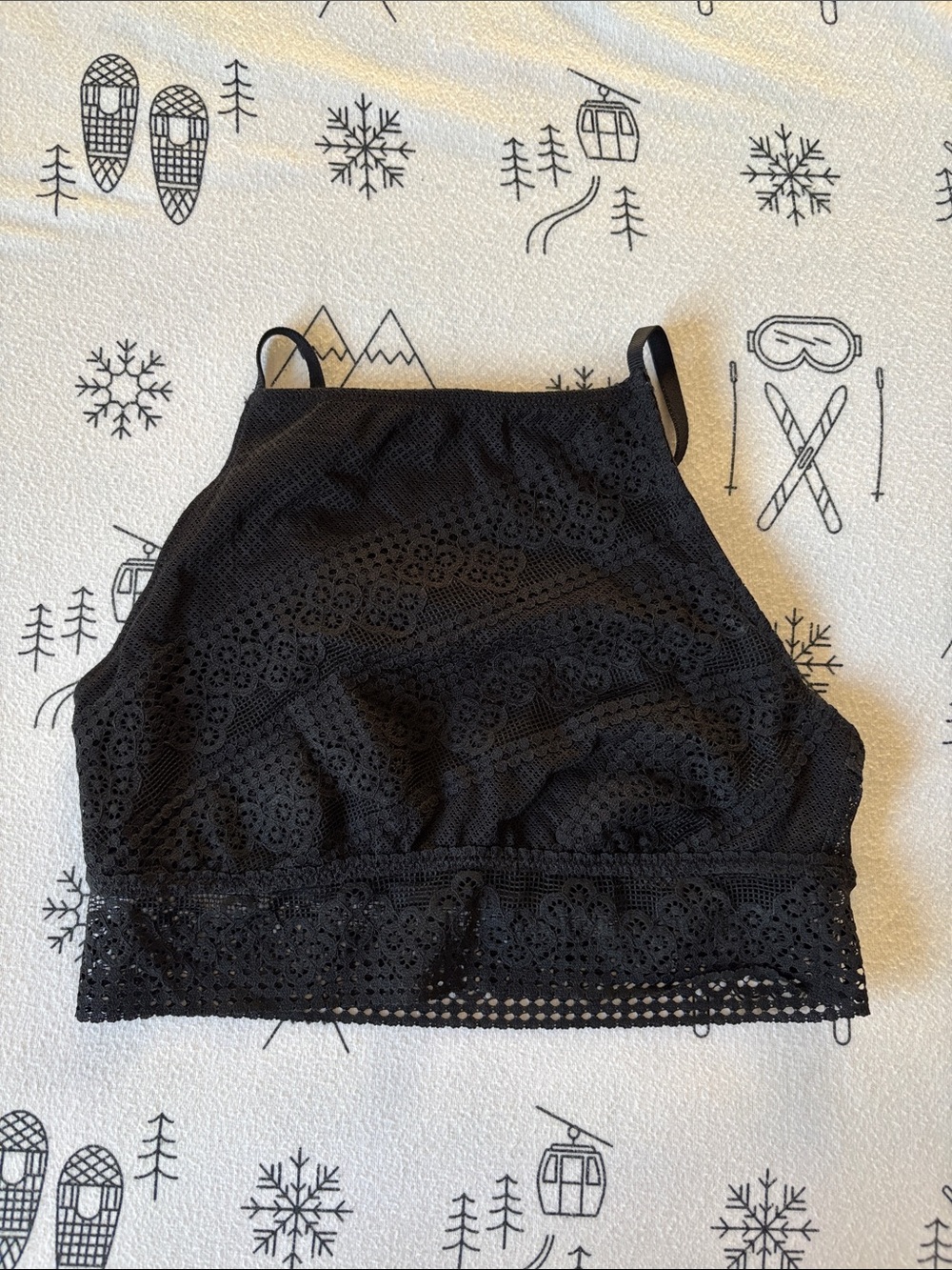 Aerie Black Lace High-Neck Bralette
